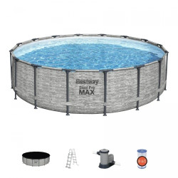 Басейн каркасний 5в1 BESTWAY Steel Pro MAX 488 x 122 см імітація каменю + аксесуари