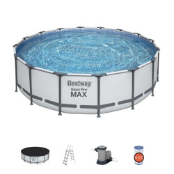 Басейн каркасний 5в1 BESTWAY Steel Pro MAX 488x122 см + драбина + кришка