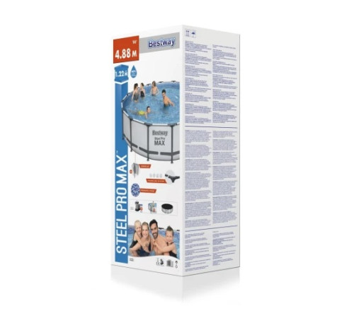 Басейн каркасний 5в1 BESTWAY Steel Pro MAX 488x122 см + драбина + кришка