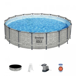 Басейн каркасний 5в1 BESTWAY Steel Pro MAX 549 x 122 см імітація каменю + аксесуари