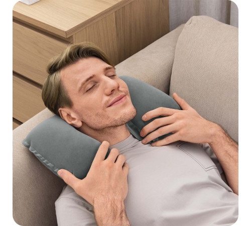 Дорожня подушка флокована 46 x 28 см Bestway 67006 синя Дорожня подушка флокована 46 x 28 см Bestway 67006 синя