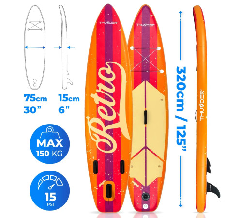 Надувна SUP дошка (Сапборд) THUNDER RETRO 320 Надувна SUP дошка (Сапборд) THUNDER RETRO 320