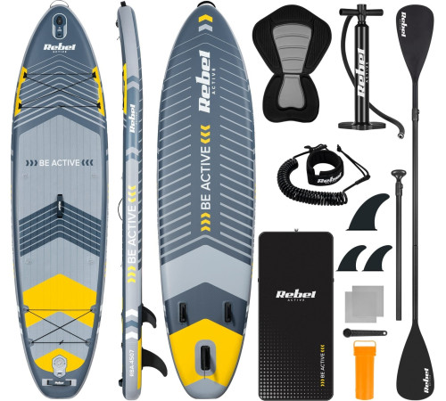 Надувна SUP дошка (Сапборд) REBEL ACTIVE RBA-4507 335 сіро-жовта Надувна SUP дошка (Сапборд) REBEL ACTIVE RBA-4507 335 сіро-жовта