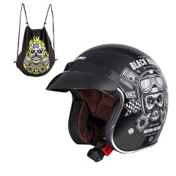  Мотоциклетний шолом W-TEC Kustom Black Heart - розмір S(59-60)/чорний блиск