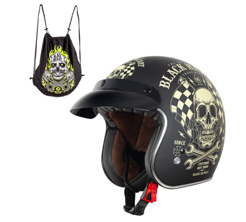 Мотоциклетний шолом W-TEC Kustom Black Heart - розмір L(59-60)/матовий чорний Мотоциклетний шолом W-TEC Kustom Black Heart - розмір L(59-60)/матовий чорний