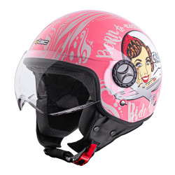 Шолом для скутера W-TEC FS-701PF Pink Life - рожево-білий / L (59-60)