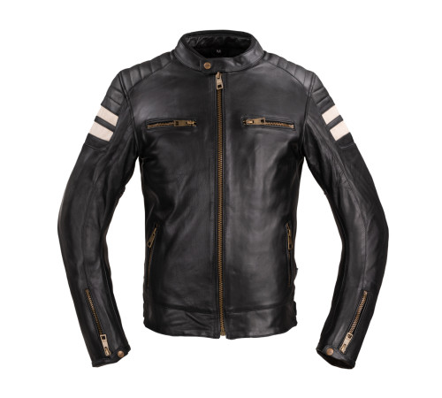 Чоловіча шкіряна мотокуртка W-TEC Stripe - чорний / 5XL Чоловіча шкіряна мотокуртка W-TEC Stripe - чорний / 5XL