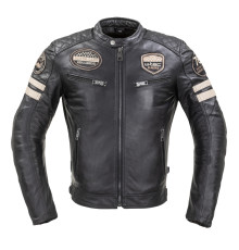Чоловіча шкіряна куртка W-TEC Milano - чорний / 5XL