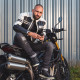 Чоловіча шкіряна мото куртка W-TEC Esbiker - чорно-біла/S
