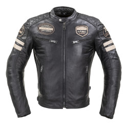 Чоловіча шкіряна куртка W-TEC Milano - чорний / 4XL