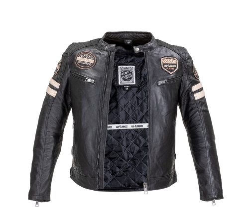 Чоловіча шкіряна куртка W-TEC Milano - чорний / 4XL