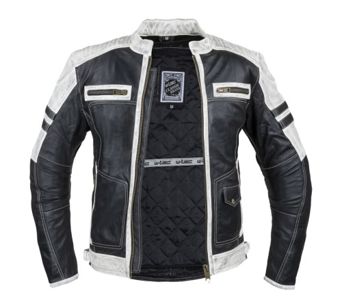 Чоловіча шкіряна мото куртка W-TEC Esbiker - чорно-біла/3XL Чоловіча шкіряна мото куртка W-TEC Esbiker - чорно-біла/3XL