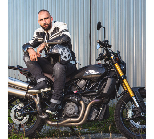 Чоловіча шкіряна мото куртка W-TEC Esbiker - чорно-біла/3XL Чоловіча шкіряна мото куртка W-TEC Esbiker - чорно-біла/3XL