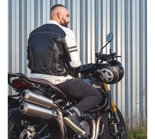Чоловіча шкіряна мото куртка W-TEC Esbiker - чорно-біла/3XL Чоловіча шкіряна мото куртка W-TEC Esbiker - чорно-біла/3XL