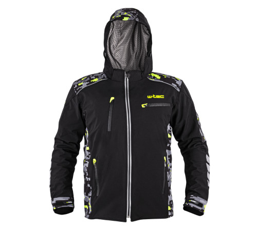 Чоловіча мото-куртка з капюшоном Softshell W-TEC Kybero - розмір 6XL / чорний Чоловіча мото-куртка з капюшоном Softshell W-TEC Kybero - розмір 6XL / чорний