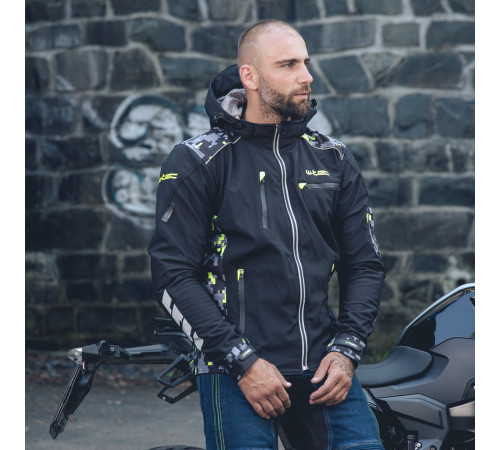 Чоловіча мото-куртка з капюшоном Softshell W-TEC Kybero - розмір 6XL / чорний Чоловіча мото-куртка з капюшоном Softshell W-TEC Kybero - розмір 6XL / чорний