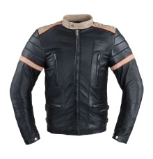 Чоловіча шкіряна мотокуртка W-TEC Hellsto - чорний / 5XL