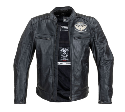 Чоловіча шкіряна мото куртка W-TEC Black Heart Wings Leather Jacket - чорний/4XL Чоловіча шкіряна мото куртка W-TEC Black Heart Wings Leather Jacket - чорний/4XL