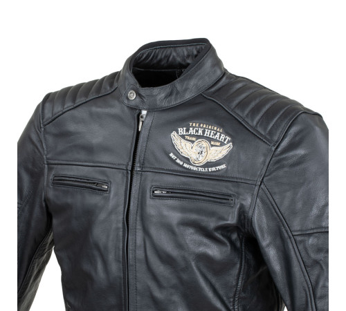 Чоловіча шкіряна мото куртка W-TEC Black Heart Wings Leather Jacket - чорний/4XL Чоловіча шкіряна мото куртка W-TEC Black Heart Wings Leather Jacket - чорний/4XL