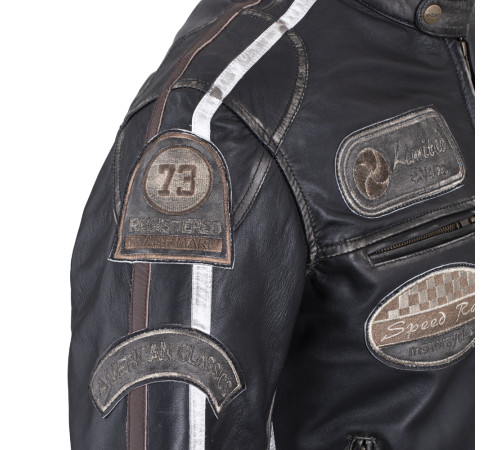 Чоловіча шкіряна мотокуртка W-TEC Sheawen Vintage - чорна/розмір 3XL Чоловіча шкіряна мотокуртка W-TEC Sheawen Vintage - чорна/розмір 3XL