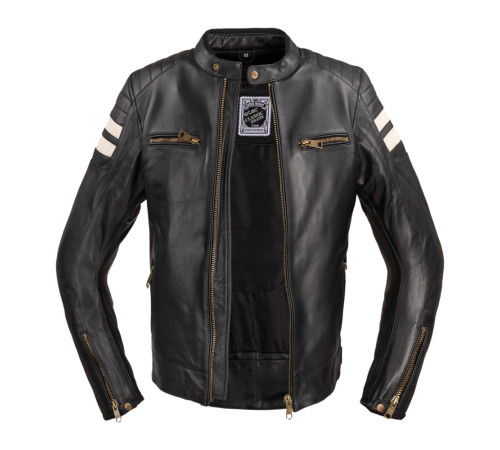 Чоловіча шкіряна мотокуртка W-TEC Stripe - чорний / 6XL Чоловіча шкіряна мотокуртка W-TEC Stripe - чорний / 6XL