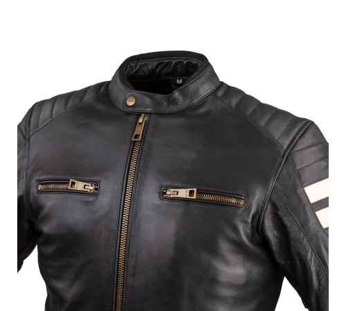 Чоловіча шкіряна мотокуртка W-TEC Stripe - чорний / 6XL Чоловіча шкіряна мотокуртка W-TEC Stripe - чорний / 6XL