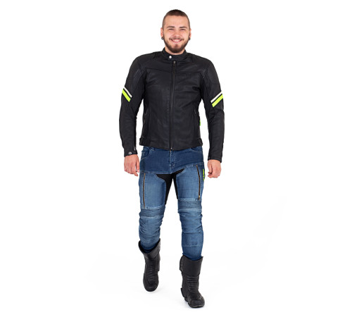 Шкіряна мото куртка W-TEC Montegi - Матовий чорний / 5XL Шкіряна мото куртка W-TEC Montegi - Матовий чорний / 5XL
