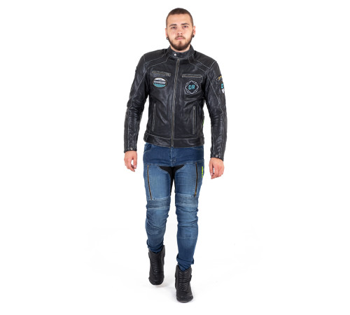Шкіряна мото куртка W-TEC Losial - чорний / 6XL Шкіряна мото куртка W-TEC Losial - чорний / 6XL