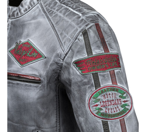 Чоловіча шкіряна мотокуртка W-TEC Sheawen Waxed Grey- сіра/розмір XL Чоловіча шкіряна мотокуртка W-TEC Sheawen Waxed Grey- сіра/розмір XL