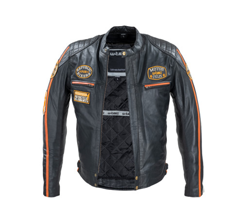 Чоловіча шкіряна мотокуртка W-TEC Sheawen Classic - чорна/ розмір 6XL Чоловіча шкіряна мотокуртка W-TEC Sheawen Classic - чорна/ розмір 6XL