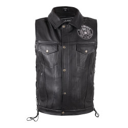 Шкіряний мотожилет W-TEC Highstake - чорний / 4XL