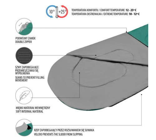 Спальний мішок розмір М NILS CAMP NC2105 сіро-зелений