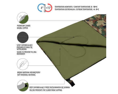 Спальний мішок NILS CAMP NC2002 камуфляжний