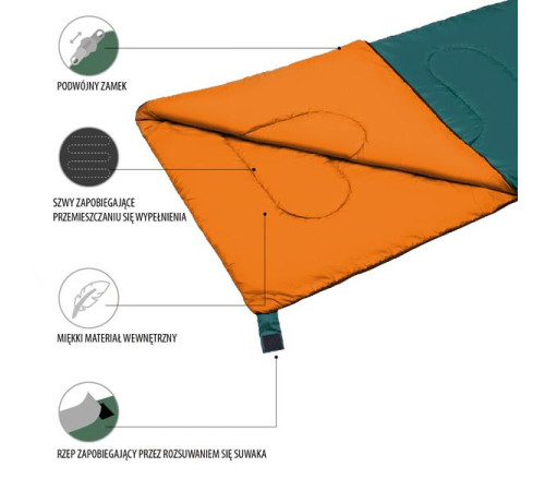 Спальний мішок NILS CAMP NC2002 зелено-помаранчевий