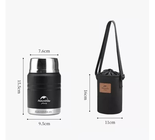 Термос Naturehike Stew beaker NH20SJ041 750 мл, чорний Термос Naturehike Stew beaker NH20SJ041 750 мл, чорний