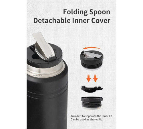 Термос Naturehike Stew beaker NH20SJ041 750 мл, чорний Термос Naturehike Stew beaker NH20SJ041 750 мл, чорний