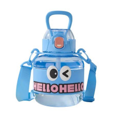 Дитяча пляшка для води Yiwu HELLO-HELLO 680 мл з ремінцем, блакитна