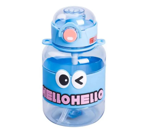 Дитяча пляшка для води Yiwu HELLO-HELLO 680 мл з ремінцем, блакитна Дитяча пляшка для води Yiwu HELLO-HELLO 680 мл з ремінцем, блакитна