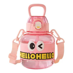 Дитяча пляшка для води Yiwu HELLO-HELLO 680 мл з ремінцем, рожева