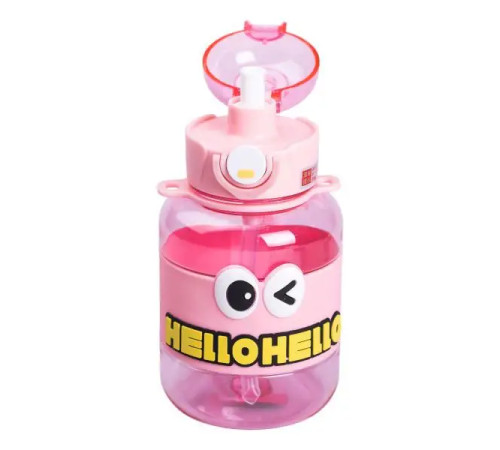 Дитяча пляшка для води Yiwu HELLO-HELLO 680 мл з ремінцем, рожева Дитяча пляшка для води Yiwu HELLO-HELLO 680 мл з ремінцем, рожева