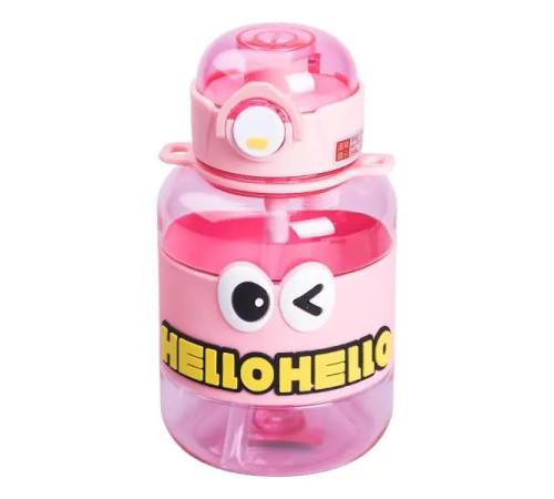 Дитяча пляшка для води Yiwu HELLO-HELLO 680 мл з ремінцем, рожева Дитяча пляшка для води Yiwu HELLO-HELLO 680 мл з ремінцем, рожева