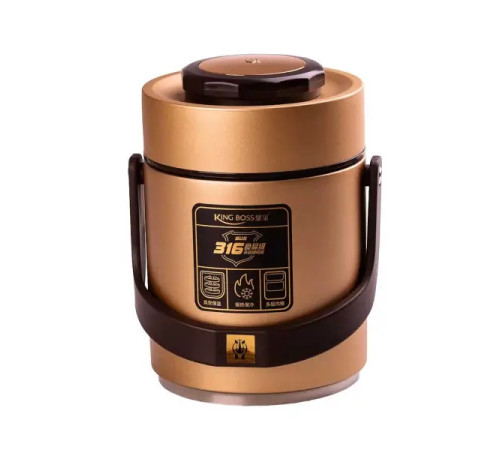 Термос для їжі TS Kitchen King Boss 1,5 л з двома контейнерами з нержавіючої сталі, золото Термос для їжі TS Kitchen King Boss 1,5 л з двома контейнерами з нержавіючої сталі, золото