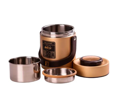 Термос для їжі TS Kitchen King Boss 1,5 л з двома контейнерами з нержавіючої сталі, золото Термос для їжі TS Kitchen King Boss 1,5 л з двома контейнерами з нержавіючої сталі, золото