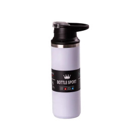Термос Happy Life Bottle Sport 550 мл з нержавіючої сталі з ручкою, бузковий