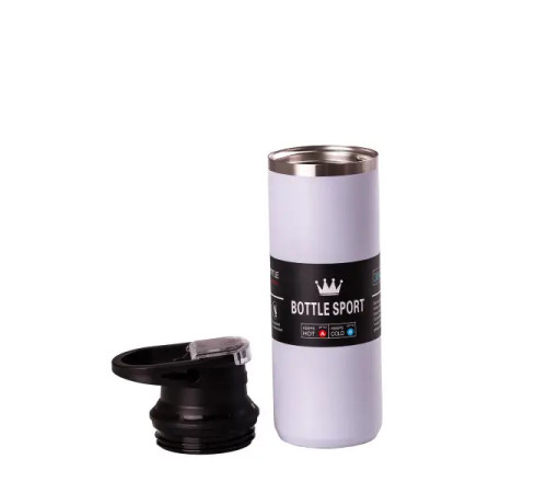 Термос Happy Life Bottle Sport 550 мл з нержавіючої сталі з ручкою, бузковий Термос Happy Life Bottle Sport 550 мл з нержавіючої сталі з ручкою, бузковий