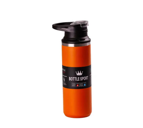 Термос Happy Life Bottle Sport 550 мл з нержавіючої сталі з ручкою, помаранчевий Термос Happy Life Bottle Sport 550 мл з нержавіючої сталі з ручкою, помаранчевий