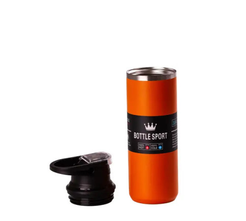 Термос Happy Life Bottle Sport 550 мл з нержавіючої сталі з ручкою, помаранчевий Термос Happy Life Bottle Sport 550 мл з нержавіючої сталі з ручкою, помаранчевий