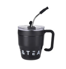 Термочашка Yiwu Coffee & Tea HP-14-23B 480 мл з трубочкою і подвійним відкриванням, чорна