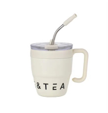 Термочашка Yiwu Coffee & Tea HP-14-23BE 480 мл з трубочкою і подвійним відкриванням, біла
