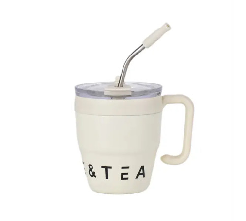 Термочашка Yiwu Coffee & Tea HP-14-23BE 480 мл з трубочкою і подвійним відкриванням, біла Термочашка Yiwu Coffee & Tea HP-14-23BE 480 мл з трубочкою і подвійним відкриванням, біла